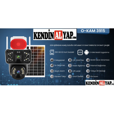 O-KAM 3915 PTZ Solar Sim Kartlı 4G Güvenlik Kamerası Güneş Enerjili Kamera